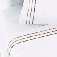 Jogo De Lençol Aria King 4 Peças Micropercal 200 Fios Suave Detalhe Bordado - Branco Neve Taupe - 3