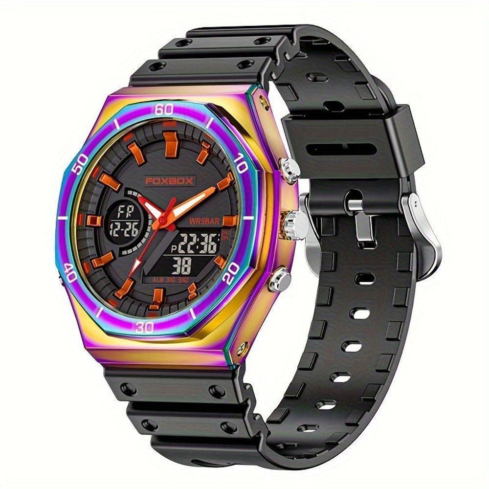 Relógio Esportivo Unissex Prova Dgua Com Display Duplo Crongrafo E Alarme Roxo - 1