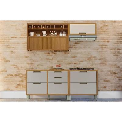 Cozinha Completa Imperatriz 4 Peças (2 Balcões + 2 Aéreos) C6p44 Freijo-off White - Nesher