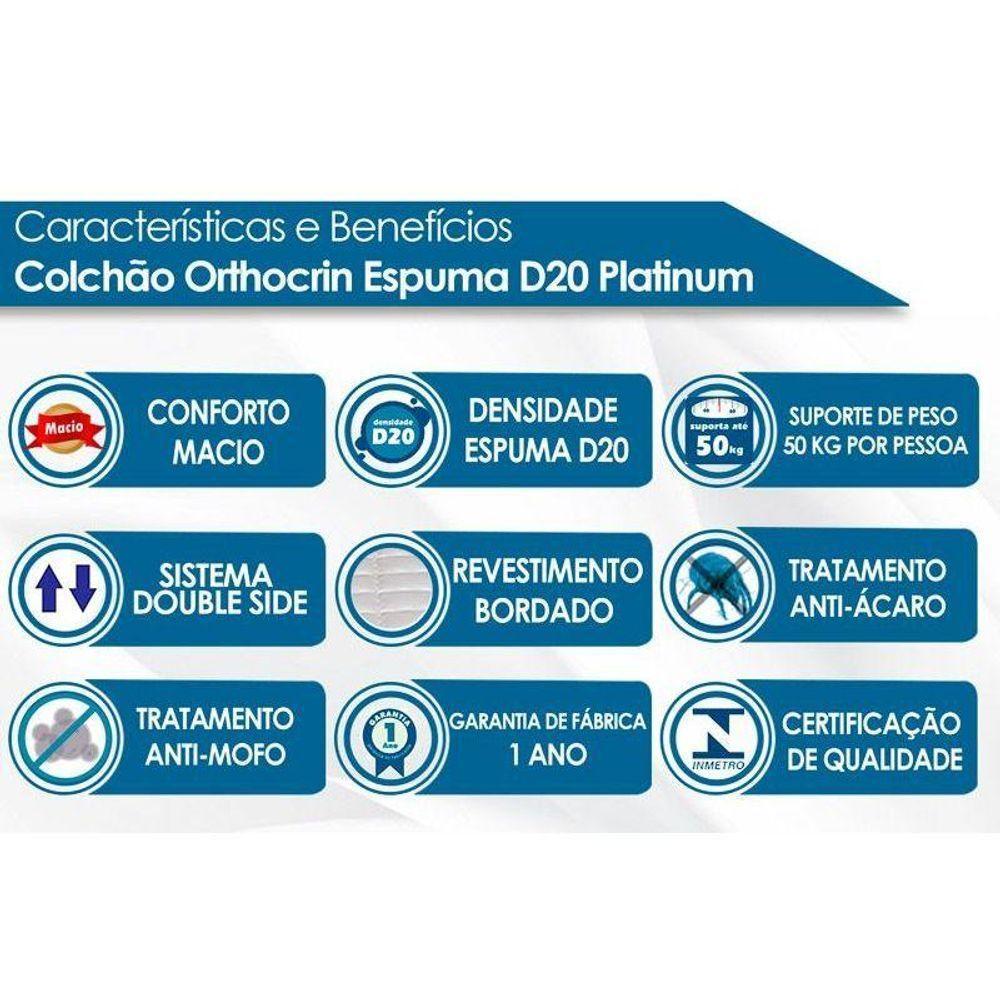 Colchão Solteiro Espuma D20 Platinum (88x188x12) - Orthocrin - 3