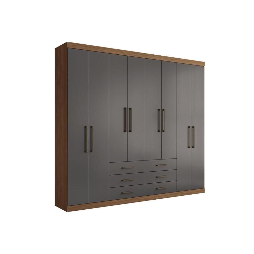 Guarda Roupa Casal 8 Portas e 6 Gavetas 8.6 Master Jatoba/Grafitte - Santos Andirá - 4
