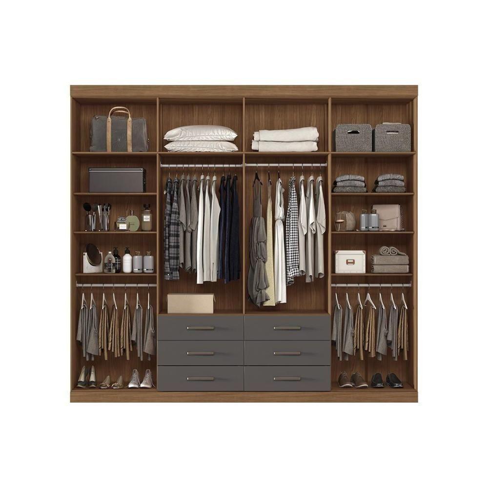 Guarda Roupa Casal 8 Portas e 6 Gavetas 8.6 Master Jatoba/Grafitte - Santos Andirá - 5