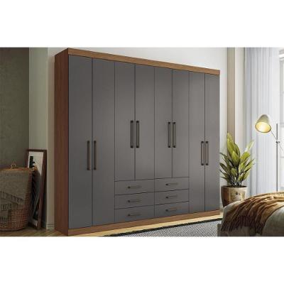 Guarda Roupa Casal 8.6 Master 8 Portas de Bater 6 Gavetas Jatoba-Grafitte