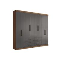Guarda Roupa Casal 8 Portas e 6 Gavetas 8.6 Master Jatoba/Grafitte - Santos Andirá