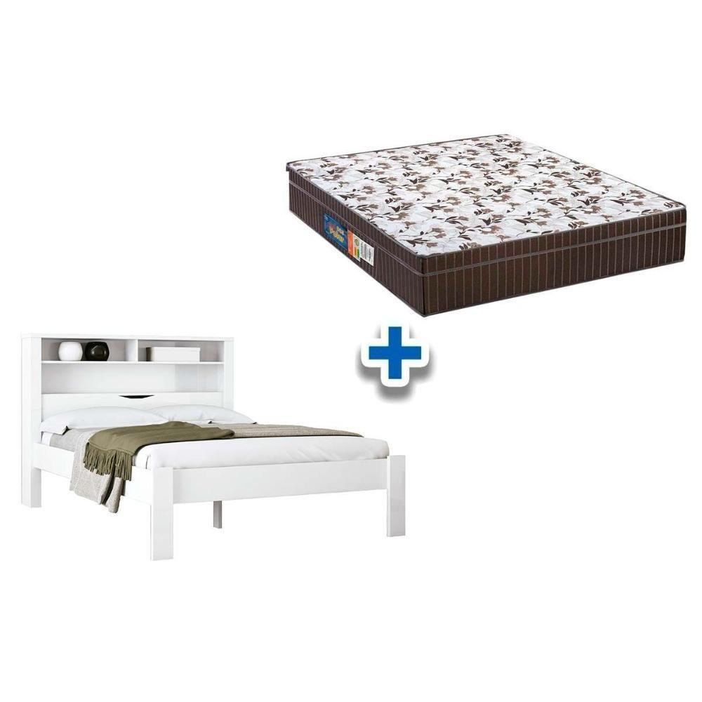 Colchão Casal Anatômico Orthoface Polar (1un) + Cama Invicta Com Baú Branco - 1