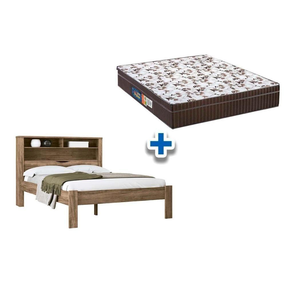 Colchão Casal Anatômico Orthoface Polar (1un) + Cama Invicta Com Baú Jatoba/Atacama - 1