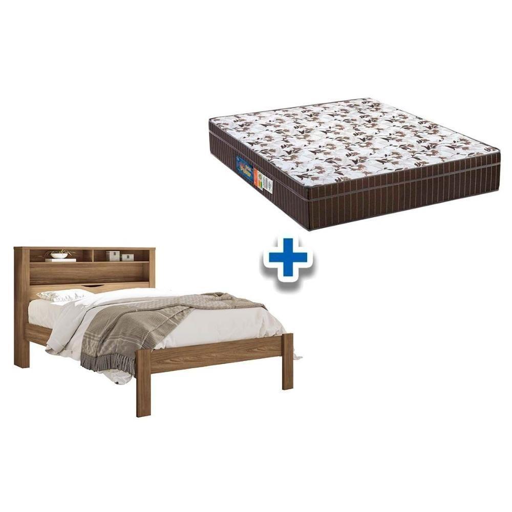 Colchão Casal Anatômico Orthoface Polar (1un) + Cama Invicta Com Baú Jatoba - 1