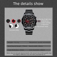 Relógio De Pulso De Quartzo De Aço Inoxidável Masculino, Luxo, Esportes Preto - 2