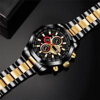 Relógio De Pulso De Quartzo De Aço Inoxidável Masculino, Luxo, Esportes Preto - 3