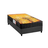 Conjunto Box Solteiro: Colchão Anatômico Anjos Compact AG 65 / D28 / Pantanal Black + Base CRC Suede Black(88x188) - 1