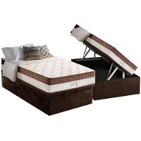 Conjunto Box Baú Solteiro: Colchão Molas D Angelis Anjos Ensacadas King Best Brown + Base CRC Suede Brown (88x188) - 1