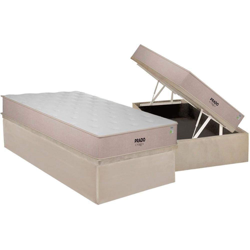 Conjunto Box Baú Solteiro: Colchão Espuma Plumatex D28 Prado + Base CRC Suede Clean(88x188) - 1