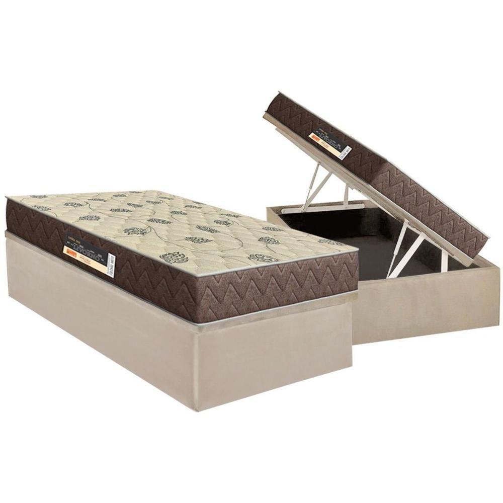 Conjunto Box Baú Solteiro: Colchão Espuma Orthoflex D28 / Livorno + Base CRC Suede Clean(88x188) - 1