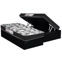 Conjunto Box Baú Solteiro: Colchão Espuma Luckspuma D28 Celebrity Black + Base CRC Suede Black (88x188) - 1