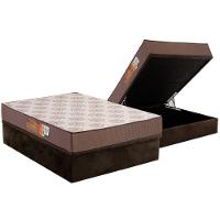 Conjunto Box Baú Casal: Colchão Espuma Polar D28 Pérola Brown + Base CRC Suede Brown (138x188) - 1