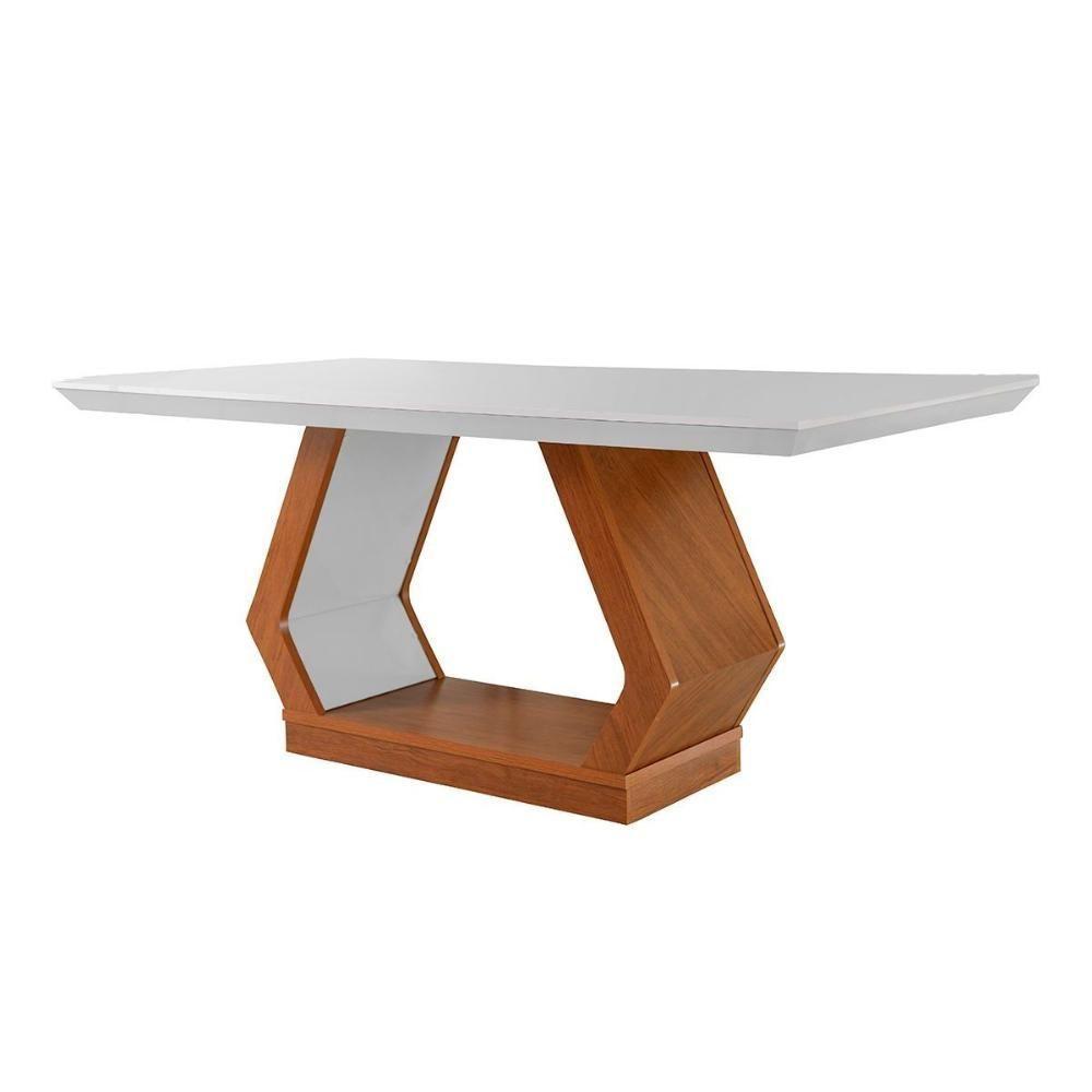 Sala de Jantar Completa Alvorada c/ Tampo Madeirado Canto Reto 180x90cm e 6 Cadeiras Londrina Imbuia/Off White - Suede Grafite - Rufato - 9