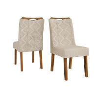 Sala de Jantar Completa Canes Tampo Madeirado c/ Vidro Curvo 170x90cm e 8 Cadeiras Stela Cedro/Off White - Ipe/Linho Neve - DJ Móveis - 6