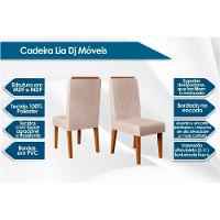 Sala de Jantar Completa Itália Tampo Madeirado c/ Vidro Curvo 136x136cm e 8 Cadeiras Lia Freijo/Off White - Suede Kraft - DJ Móveis - 2