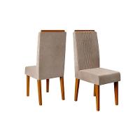 Sala de Jantar Completa Itália Tampo Madeirado c/ Vidro Curvo 136x136cm e 8 Cadeiras Lia Freijo/Off White - Suede Kraft - DJ Móveis - 6