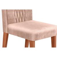 Sala de Jantar Completa Itália Tampo Madeirado c/ Vidro Curvo 136x136cm e 8 Cadeiras Lia Freijo/Off White - Suede Kraft - DJ Móveis - 8