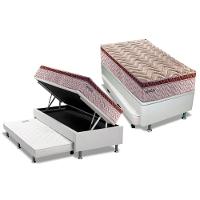 Conjunto Box Baú Solteiro: Colchão Molas Paropas MasterPocket Esplêndido + Base CRC Courano Branco(88x188) - 1