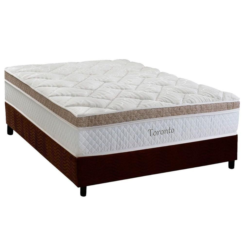 Conjunto Box Casal: Colchão Molas Herval Ensacadas de Toronto + Base CRC Suede Brown (138x188) - 1