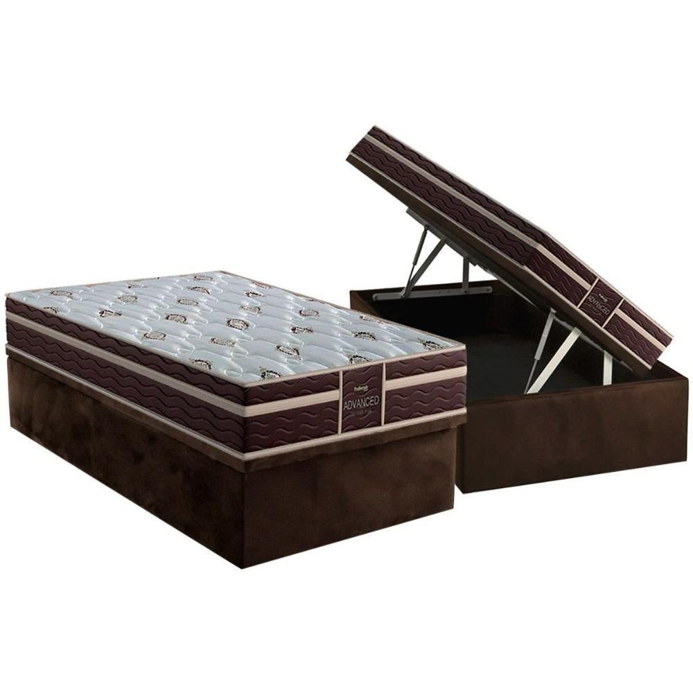 Conjunto Box Baú Solteiro: Colchão Espuma Probel Colchão D33 / Firmepedic ProDormir Advanced Tech1500 Plus Brown + Base CRC Suede Brown(88x188) - 1