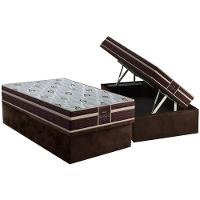 Conjunto Box Baú Solteiro: Colchão Espuma Probel Colchão D33 / Firmepedic ProDormir Advanced Tech1500 Plus Brown + Base CRC Suede Brown(88x188) - 1