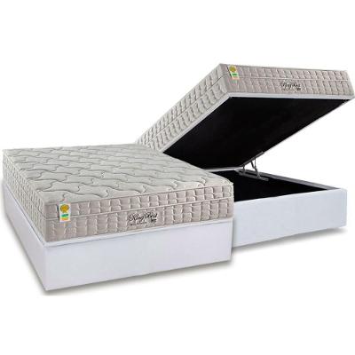 Conjunto Box Baú Casal: Colchão Espuma Anjos Molas Ensacadas MasterPocket King Best New + Base CRC Courano White(138x188)