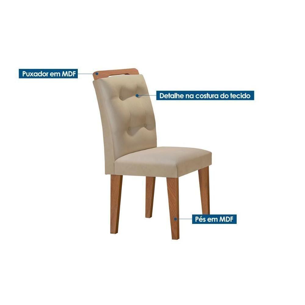 Sala de Jantar Completa Imperatriz Tampo Madeirado c/ Vidro Reto 180x90 e 6 Cadeiras Imperatriz Capuccino/Suede Grafite - Rufato - 2