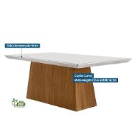 Sala de Jantar Completa Luna Tampo Madeirado c/ Vidro Curvo 180x90 e 6 Cadeiras Amsterdã Imbuia/Veludo Creme/Pérola - Rufato - 3