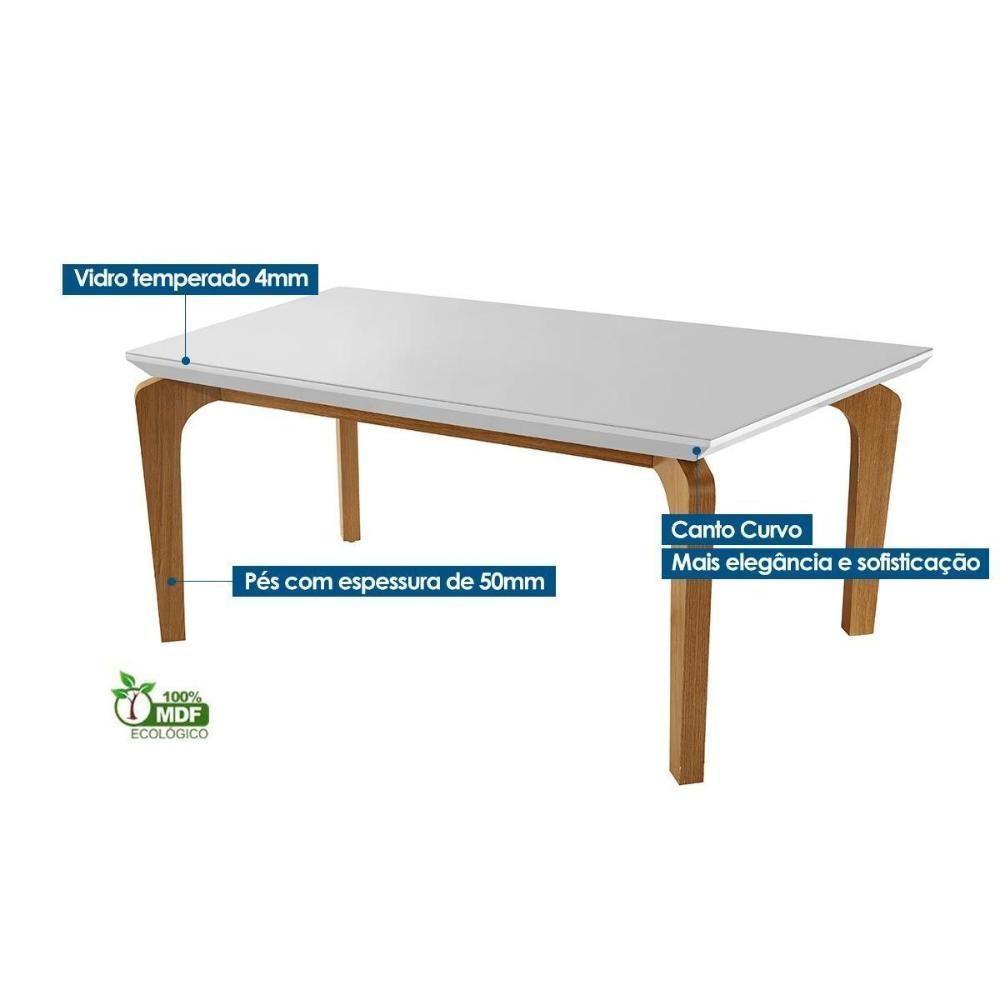 Sala de Jantar Completa Londrina Tampo Madeirado c/ Vidro Curvo 180x90 e 6 Cadeiras Londrina Imbuia/Veludo Capuccino - Rufato - 7