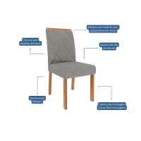 Sala de Jantar Completa Flora c/ Tampo Madeirado c/ Vidro 95x95cm e 4 Cadeiras Fernanda Nature-Madeirado/Suede Nude Bege - Cimol - 3