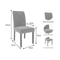 Sala de Jantar Completa Flora c/ Tampo Madeirado c/ Vidro 95x95cm e 4 Cadeiras Fernanda Nature-Madeirado/Suede Nude Bege - Cimol - 6