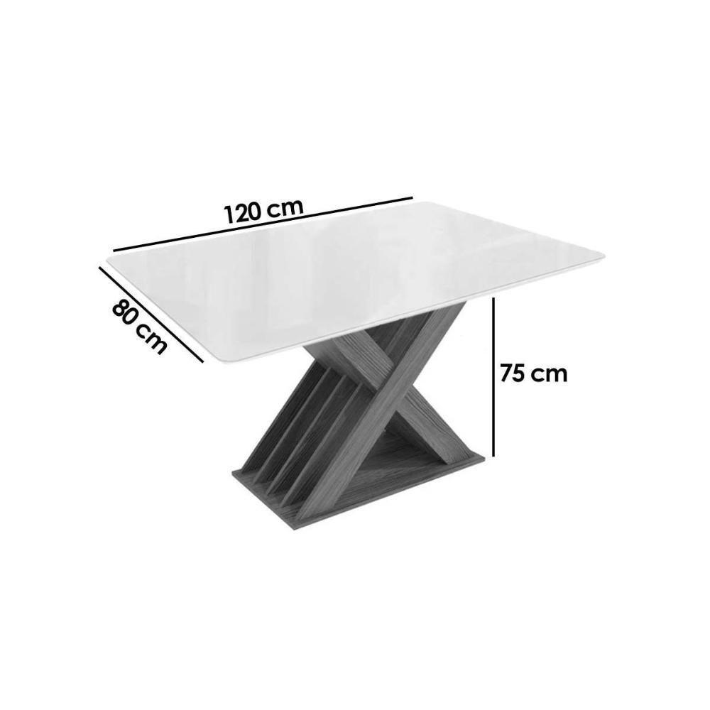 Sala de Jantar Completa Graviola Tampo Madeirado c/ Vidro 80x120cm e 4 Cadeiras 2CAD150 Nogueira/Off White/Vidro Off White - Eucalipto - Kappesberg - 2