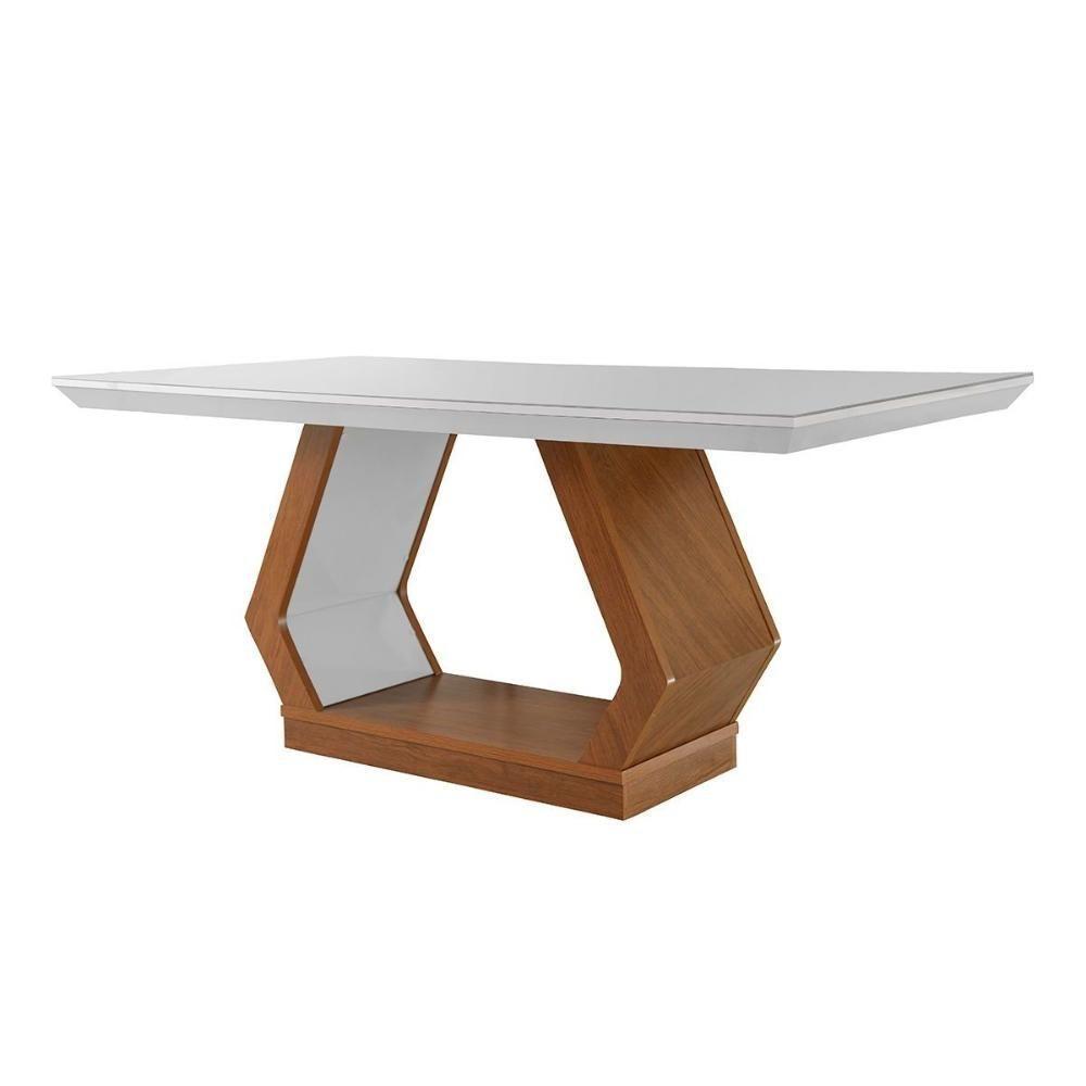 Sala de Jantar Completa Alvorada Tampo Madeirado c/ Vidro Canto Reto 180x90cm e 6 Cadeiras Londrina Imbuia/Off White - Suede Capuccino - Rufato - 8