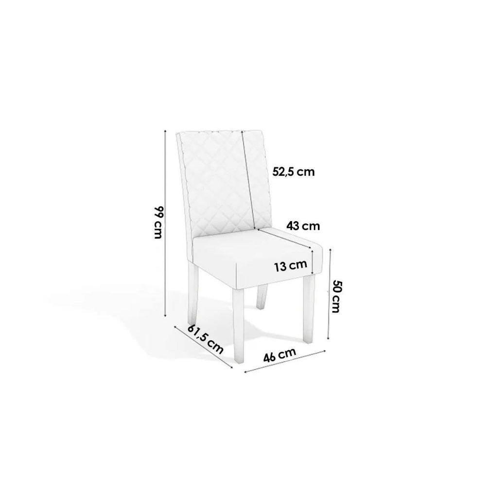 Sala de Jantar Completa Lótus Tampo Madeirado c/ Vidro 80x120cm e 4 Cadeiras 2CAD133 Nogueira/Off White/Vidro Off White - Linho Beg - Kappesberg - 4