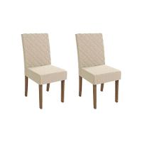 Sala de Jantar Completa Lótus Tampo Madeirado c/ Vidro 80x120cm e 4 Cadeiras 2CAD133 Nogueira/Off White/Vidro Off White - Linho Beg - Kappesberg - 5