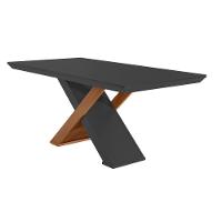 Sala de Jantar Completa Imperatriz Tampo Madeirado c/ Vidro Curvo 180x90 e 6 Cadeiras Imperatriz Imbuia/Grafite - Suede Grafite - Rufato - 3