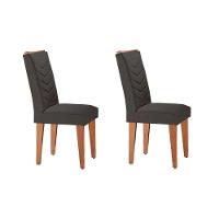 Sala de Jantar Completa Alvorada Tampo Madeirado c/ Vidro Canto Reto 180x90cm e 6 Cadeiras Londrina Imbuia/Off White - Suede Marrom - Rufato - 6