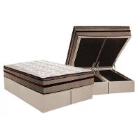 Conjunto Box Baú Queen: Colchão Espuma Paropas D28 / Anatômico Orthomedic Gold Plus Rústico Clean + Base CRC Suede Clean (158x198) - 1