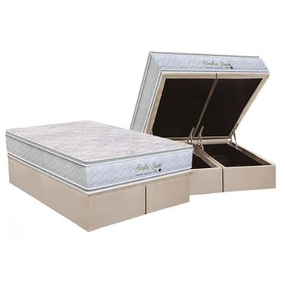 Conjunto Box Baú King: Colchão Espuma Orthoflex Molas Ensacadas MasterPocket Starflex Dream New + Base CRC Suede Clean(193x203)