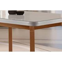 Sala de Jantar Completa Londrina Tampo Madeirado c/ Vidro Curvo 120x80cm e 4 Cadeiras Londrina Imbuia - Veludo Capuccino - Rufato - 8