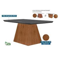 Sala de Jantar Completa Luna Tampo Madeirado c/ Vidro Canto Reto 120x80 e 4 Cadeiras Amsterdã Imbuia - Veludo Capuccino - Rufato - 2