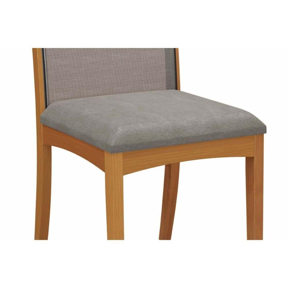 Sala de Jantar Completa Mira Tampo Madeirado c/ Vidro 100x200cm e 8 Cadeiras Lara Carvalho/Preto fosco/Vidro preto - Linho Cinza - Kappesberg - 3