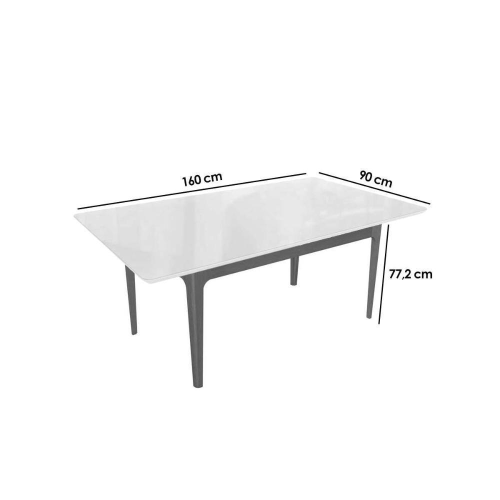 Sala de Jantar Completa Mira Tampo Madeirado c/ Vidro 100x200cm e 8 Cadeiras Lara Carvalho/Preto fosco/Vidro preto - Linho Cinza - Kappesberg - 4