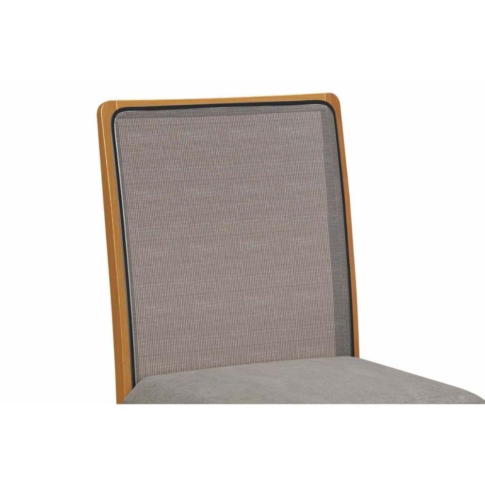 Sala de Jantar Completa Mira Tampo Madeirado c/ Vidro 100x200cm e 8 Cadeiras Lara Carvalho/Preto fosco/Vidro preto - Linho Cinza - Kappesberg - 5