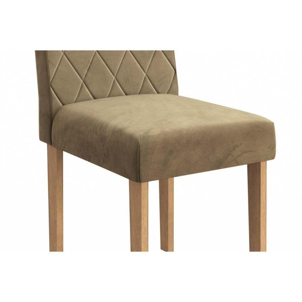 Sala de Jantar Completa Alteia Tampo Madeirado c/ Vidro 90x170cm e 6 Cadeiras 2CAD153 Nogueira/Off White/Vidro Off White - Eucalipto - Kappesberg - 4