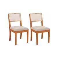 Sala de Jantar Completa Mira Tampo Madeirado c/ Vidro 200x100cm e 8 Cadeiras Lola Carvalho/Off White/Vidro Off White - Linho Beg - Kappesberg - 6