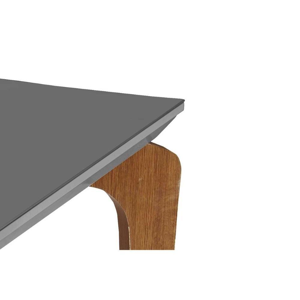 Sala de Jantar Completa Londrina c/ Tampo Madeirado Vidro Canto Reto 120x80cm e 4 cadeiras Jade Imbuia/Grafite - Veludo Capuccino - Rufato - 5